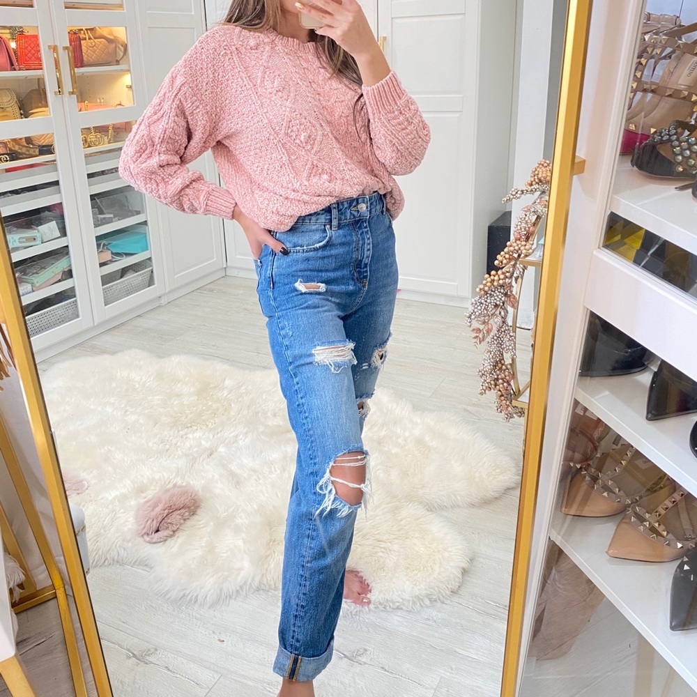 Zara Basic High Waist Distressed Denim - image 7